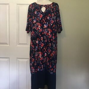 Cuddl Duds Blue Floral Popover Dress 2X